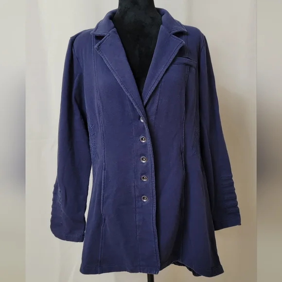 Soft surroundings Tallulah jacket size Navy blue with embroidery